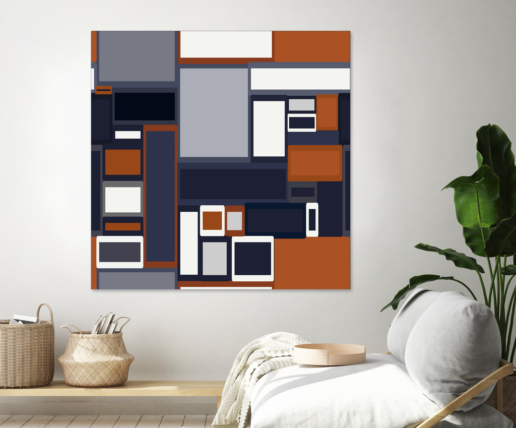 Navy & Rust Mid Century by Blerta Karahoda on GIANT ART - blue digital drawing