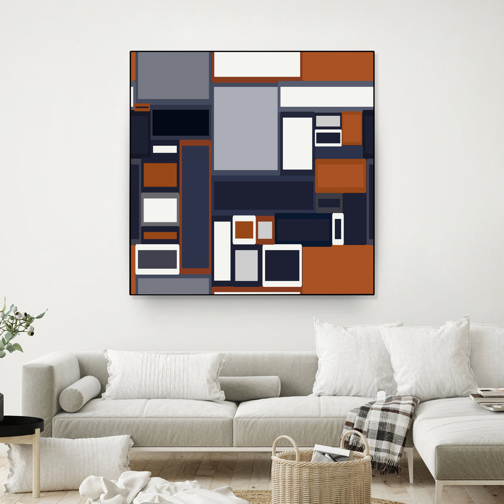 Navy & Rust Mid Century by Blerta Karahoda on GIANT ART - blue digital drawing