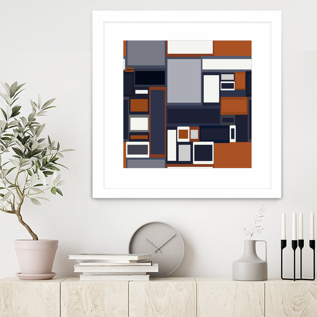 Navy & Rust Mid Century by Blerta Karahoda on GIANT ART - blue digital drawing