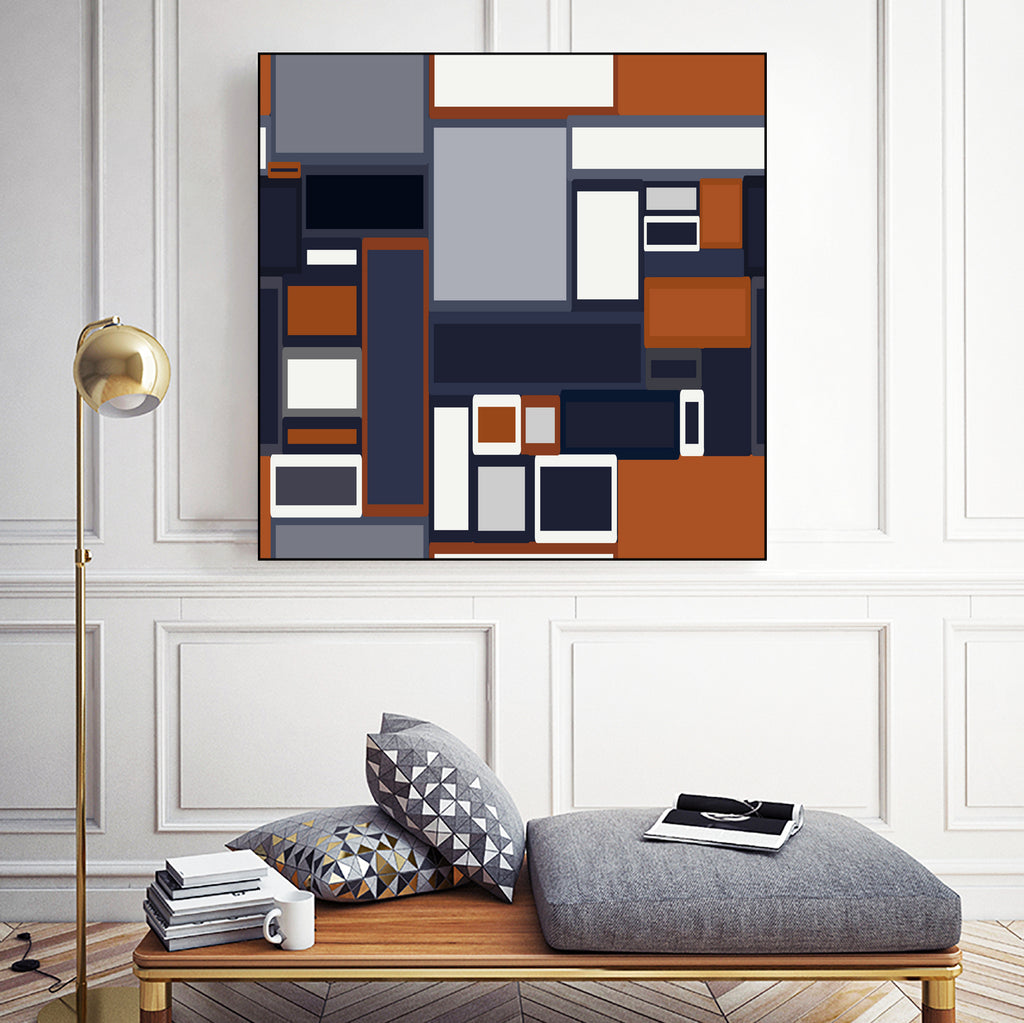 Navy & Rust Mid Century by Blerta Karahoda on GIANT ART - blue digital drawing