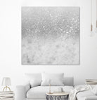 White Marble Silver Ombre Glitter Glam #1 #shiny #gem #decor by Anita & Bella Jantz on GIANT ART - gray photo illustration