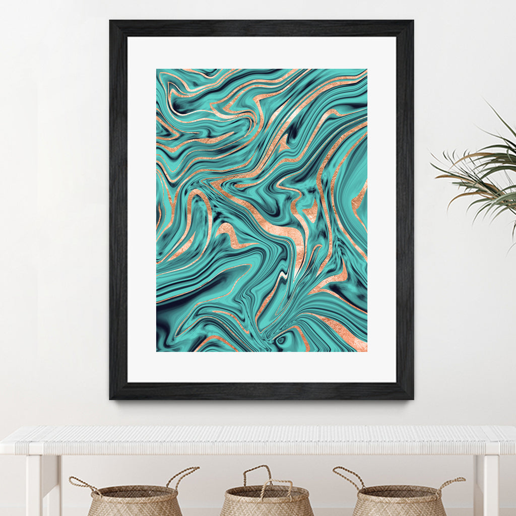 Soft Turquoise Rose Gold Marble #1 #decor #art by Anita & Bella Jantz on GIANT ART - green digital painting