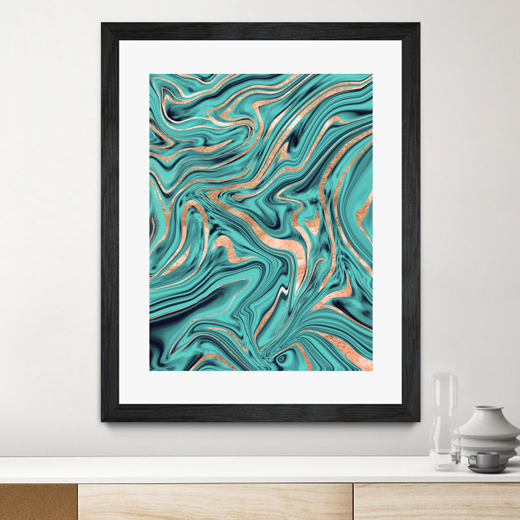 Soft Turquoise Rose Gold Marble #1 #decor #art by Anita & Bella Jantz on GIANT ART - green digital painting