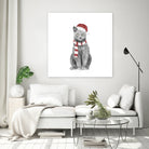 Xmas cat by Solti Balázs on GIANT ART - white digital drawing