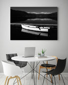 White lake boat by IOANNA PAPANIKOLAOU on GIANT ART - black photo illustration