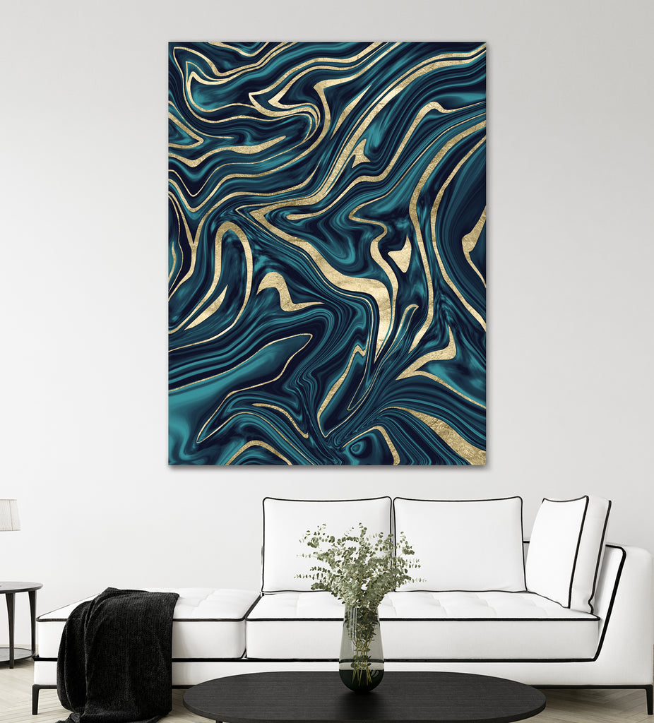 Teal Navy Blue Gold Marble #1 #decor #art by Anita & Bella Jantz on GIANT ART - blue digital painting