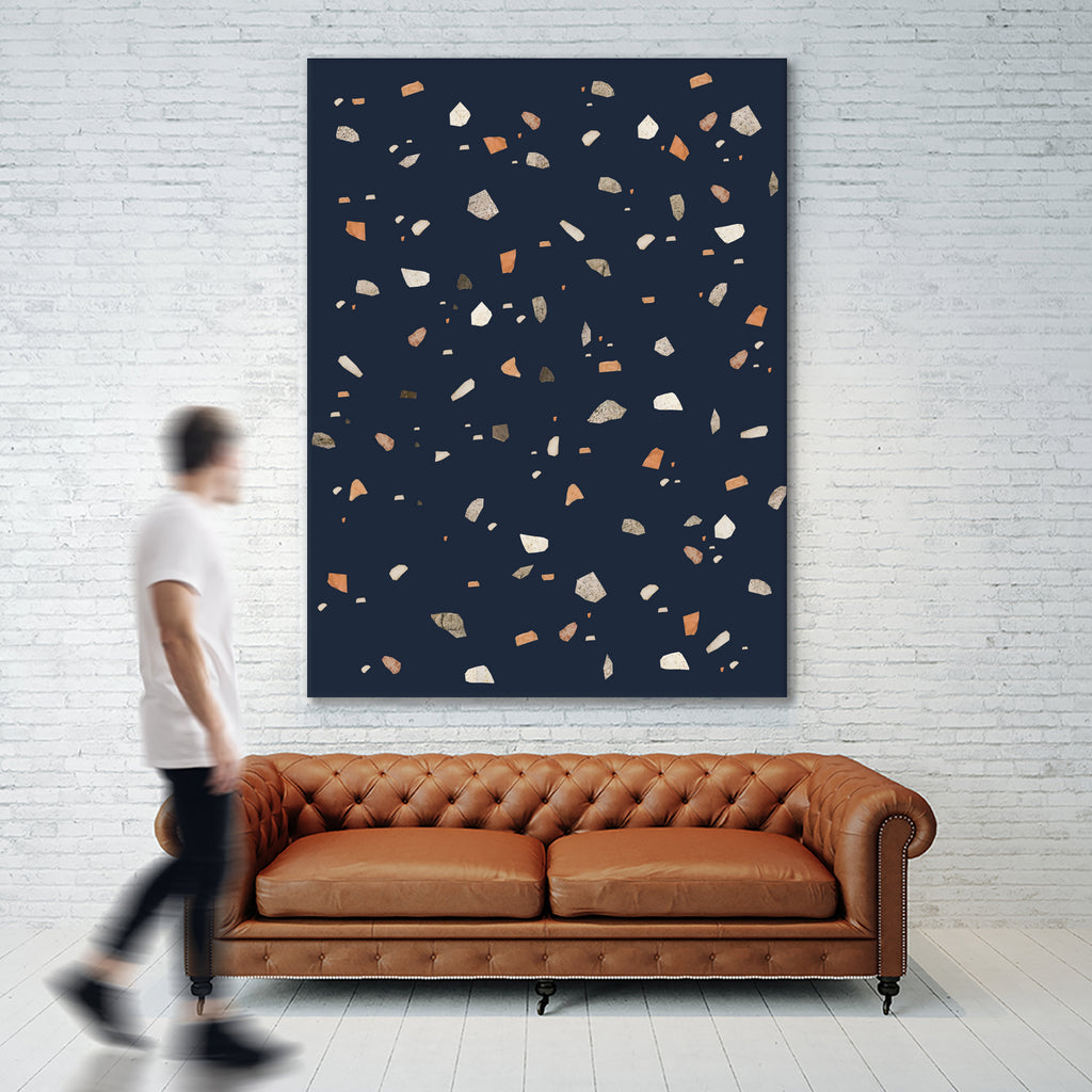 Midnight Navy Terrazzo #1 #decor #art by Anita & Bella Jantz on GIANT ART - blue digital drawing