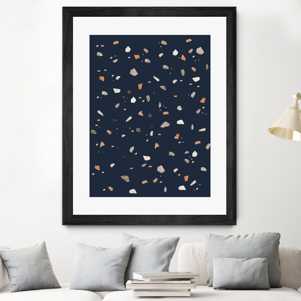 Midnight Navy Terrazzo #1 #decor #art by Anita & Bella Jantz on GIANT ART - blue digital drawing