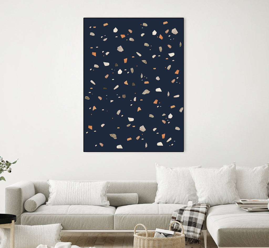 Midnight Navy Terrazzo #1 #decor #art by Anita & Bella Jantz on GIANT ART - blue digital drawing