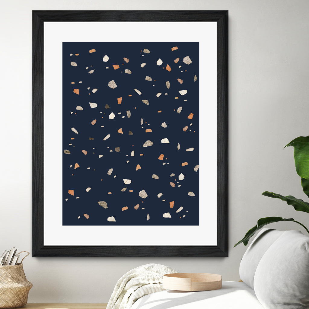 Midnight Navy Terrazzo #1 #decor #art by Anita & Bella Jantz on GIANT ART - blue digital drawing