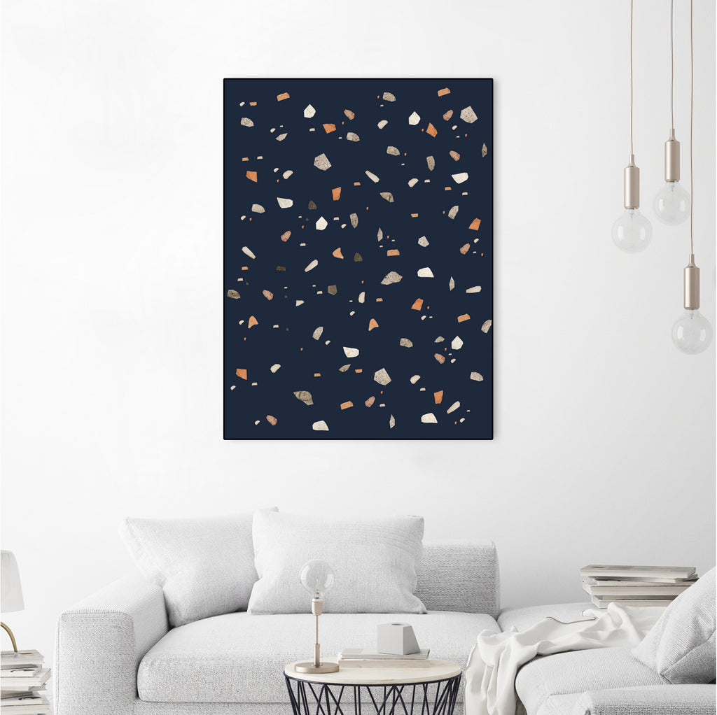 Midnight Navy Terrazzo #1 #decor #art by Anita & Bella Jantz on GIANT ART - blue digital drawing