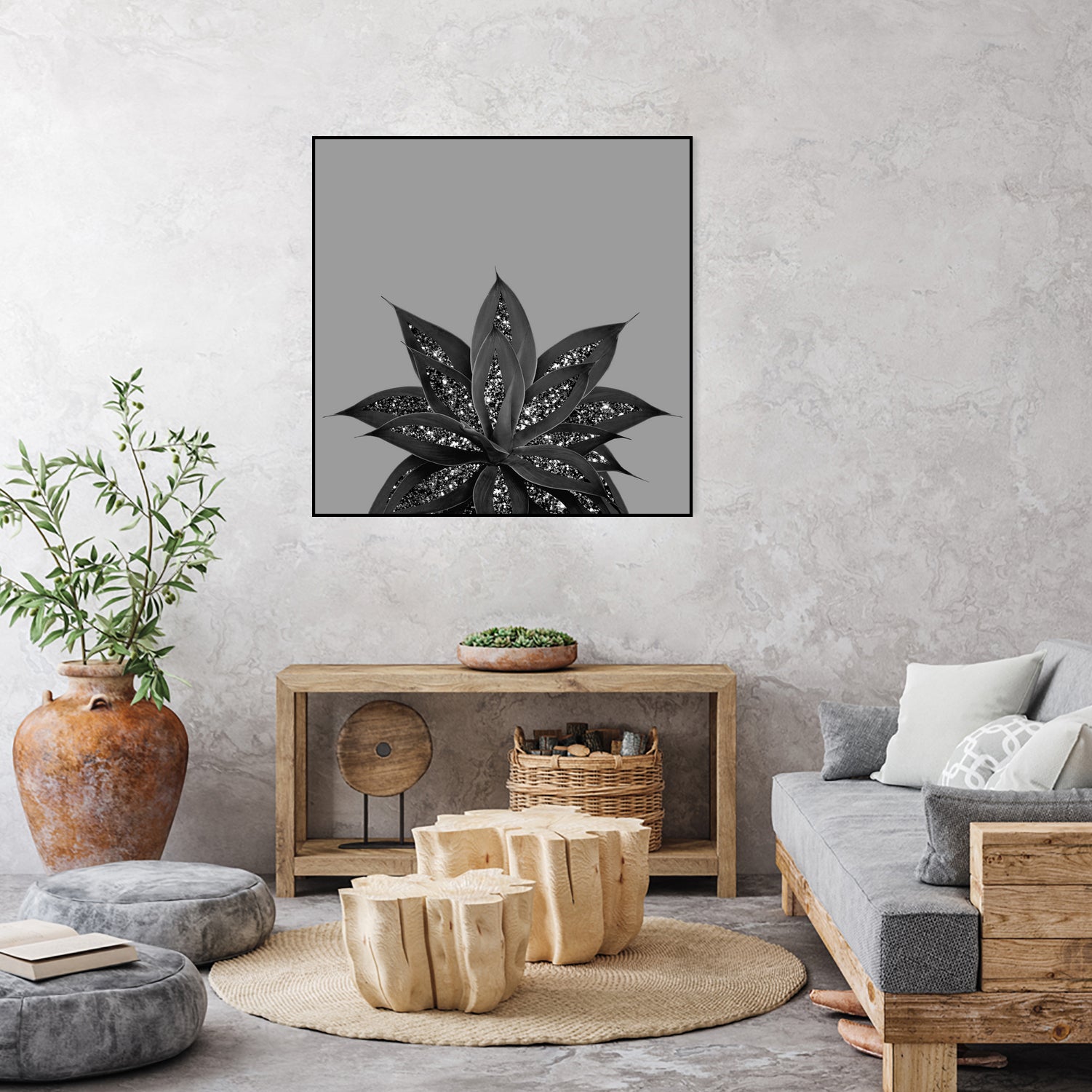 Gray Black Agave with Black Silver Glitter #3 #shiny by Anita & Bella Jantz on GIANT ART - gray photo illustration