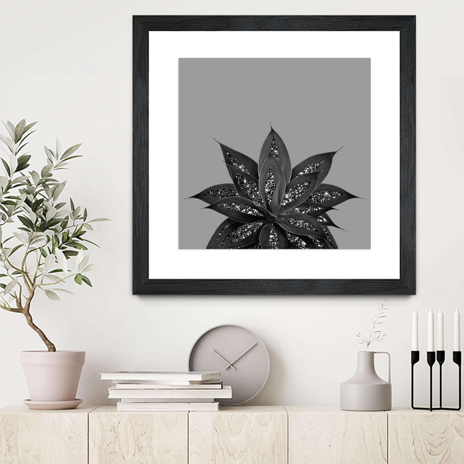 Gray Black Agave with Black Silver Glitter #3 #shiny by Anita & Bella Jantz on GIANT ART - gray photo illustration