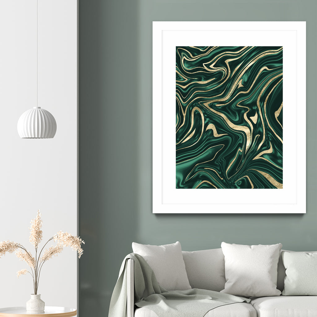 Emerald Green Black Gold Marble #1 #decor #art by Anita & Bella Jantz on GIANT ART - green digital painting