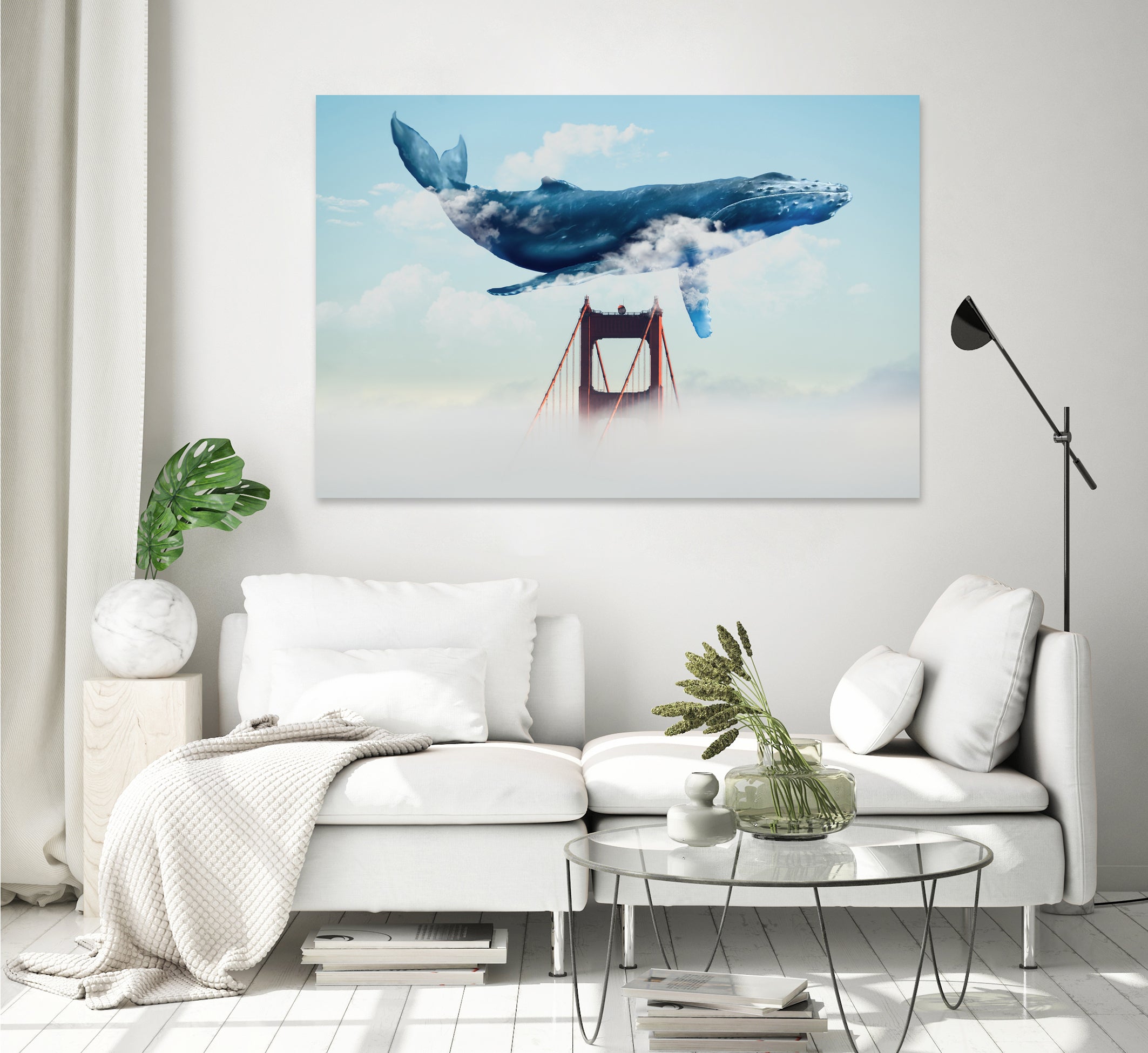 Whale Tails Golden Gate Bridge by David Loblaw on GIANT ART - blue photo manipulation