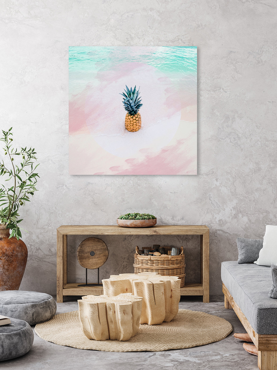 Pineapple on the beach by mmarta bc on GIANT ART - pink digital painting