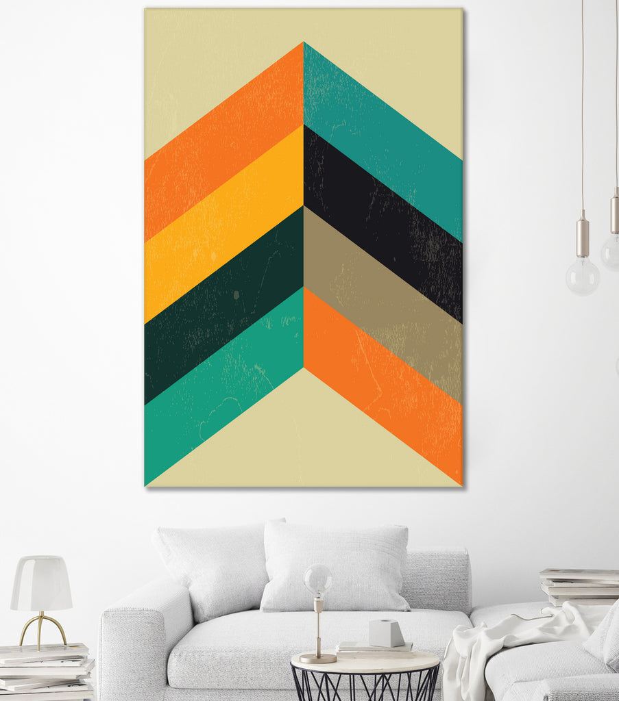 Mid Century Chevron by Studio North on GIANT ART - orange digital drawing