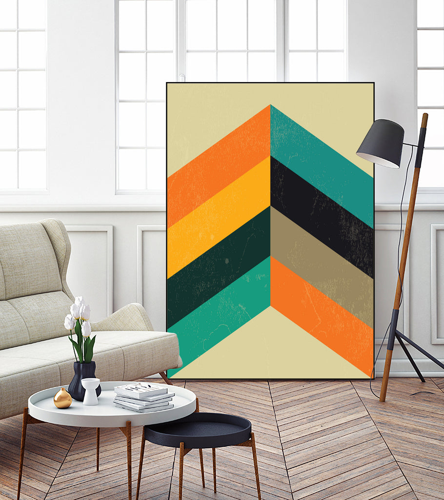 Mid Century Chevron by Studio North on GIANT ART - orange digital drawing