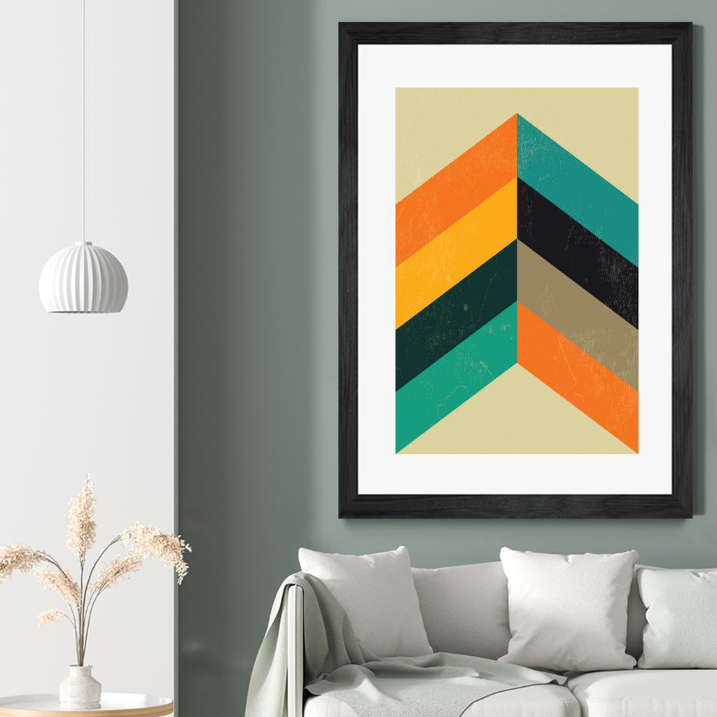 Mid Century Chevron by Studio North on GIANT ART - orange digital drawing