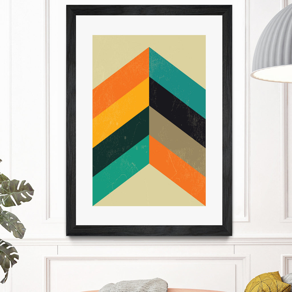 Mid Century Chevron by Studio North on GIANT ART - orange digital drawing