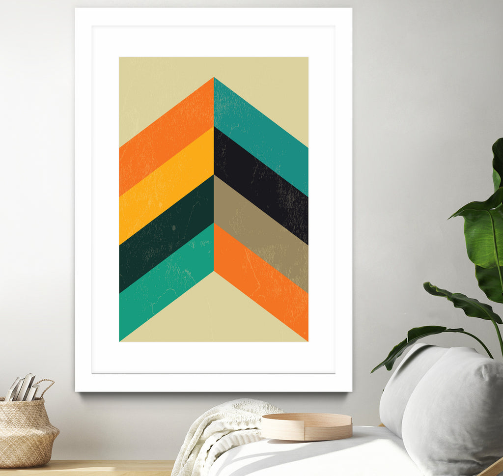 Mid Century Chevron by Studio North on GIANT ART - orange digital drawing