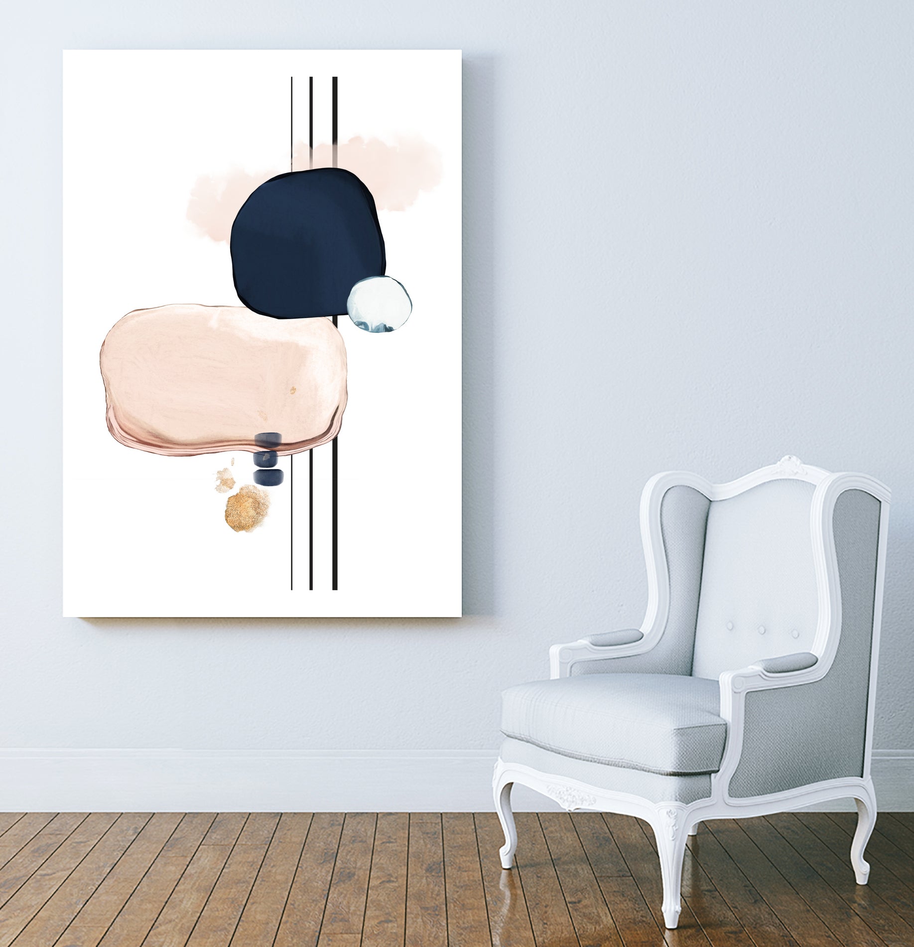 Abstract Study Blush and Navy Blue by Studio North on GIANT ART - pink digital painting