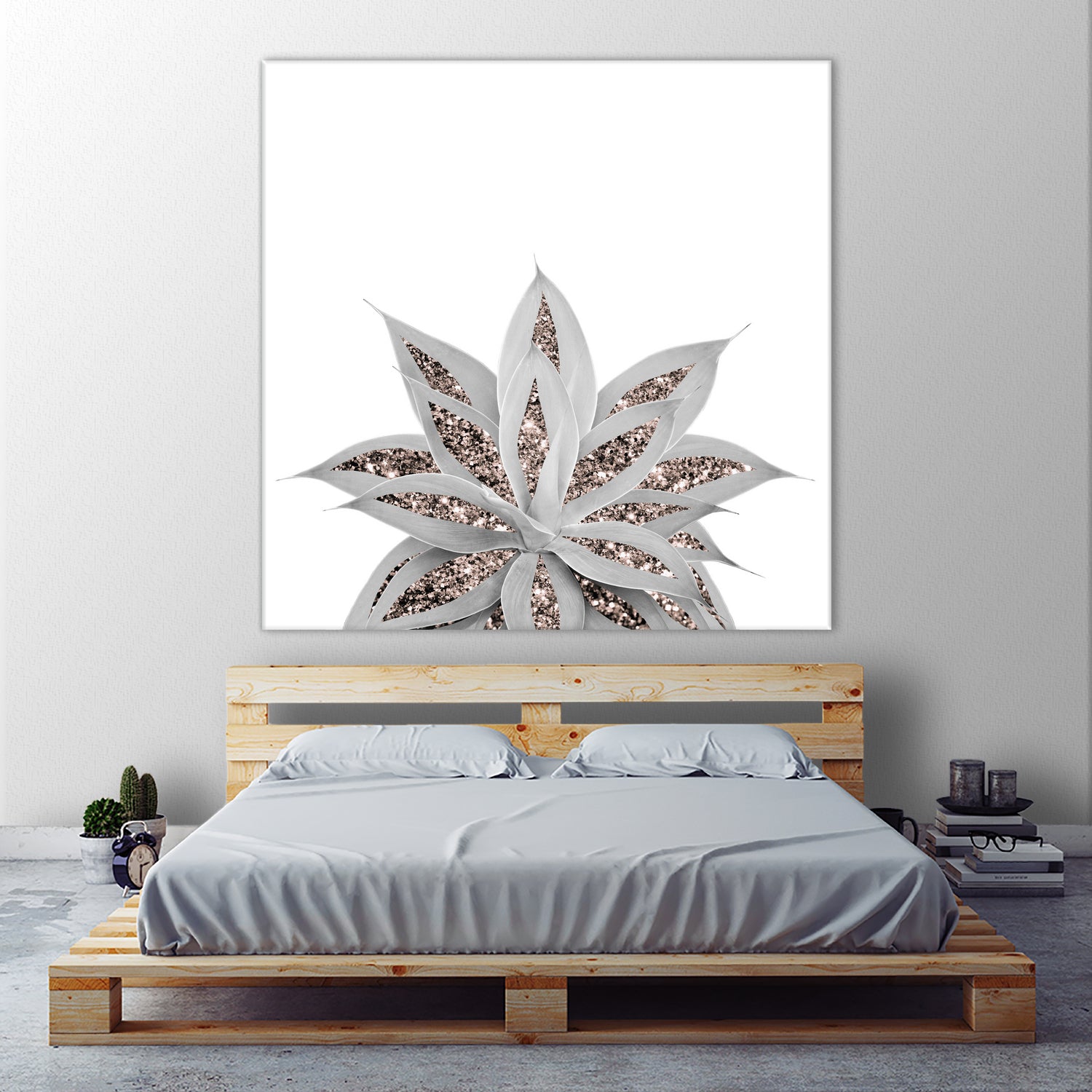 Gray Agave with Rose Gold Glitter #3 #shiny #tropical #decor by Anita & Bella Jantz on GIANT ART - gray photo illustration