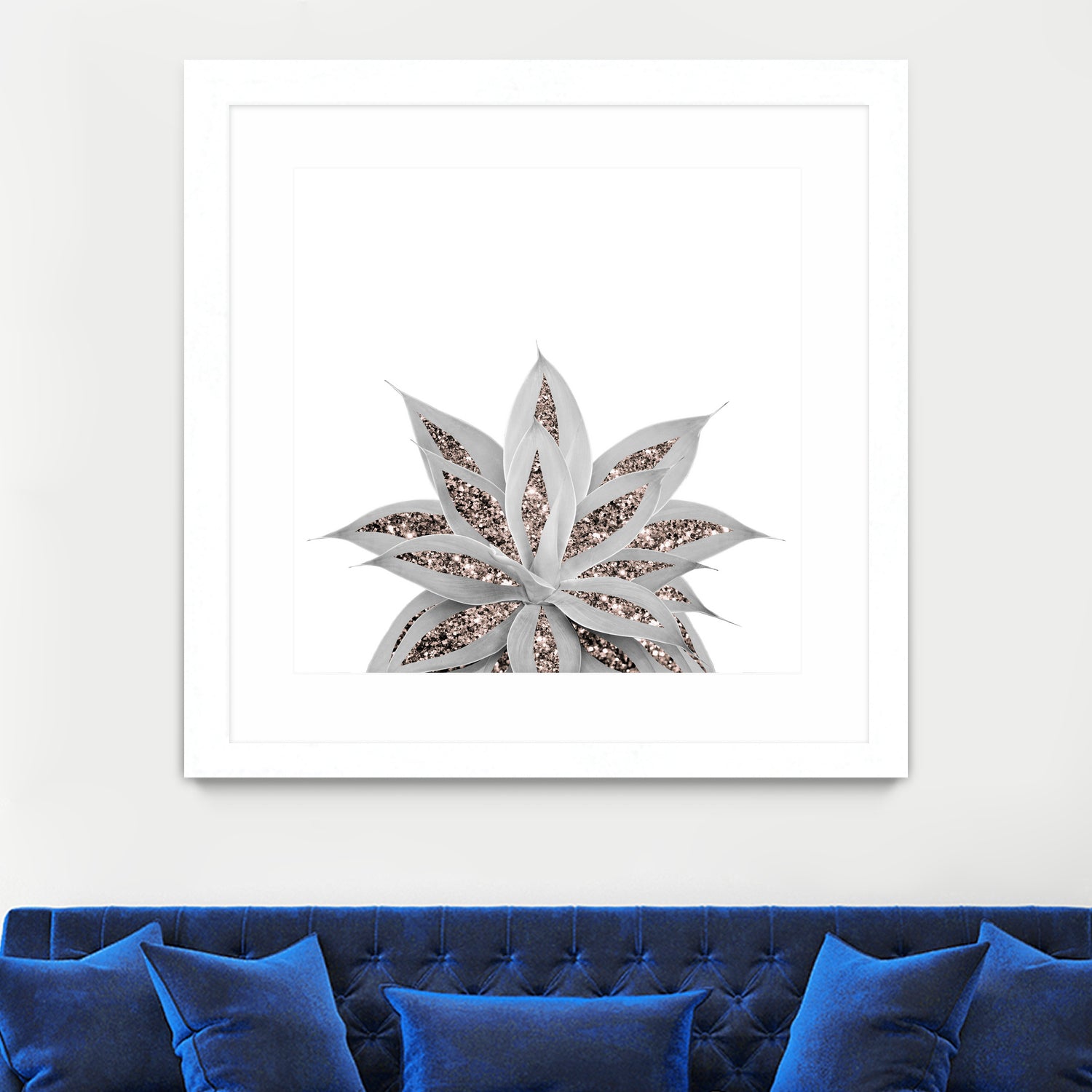 Gray Agave with Rose Gold Glitter #3 #shiny #tropical #decor by Anita & Bella Jantz on GIANT ART - gray photo illustration