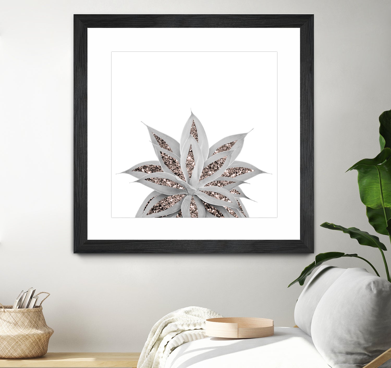 Gray Agave with Rose Gold Glitter #3 #shiny #tropical #decor by Anita & Bella Jantz on GIANT ART - gray photo illustration