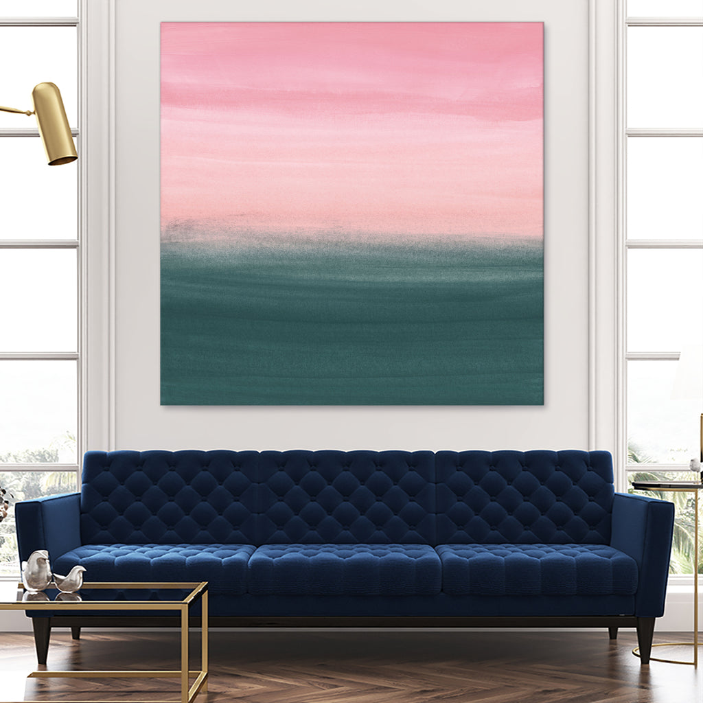 Touching Teal Pink Watercolor Abstract #1 #painting by Anita & Bella Jantz on GIANT ART - pink digital painting