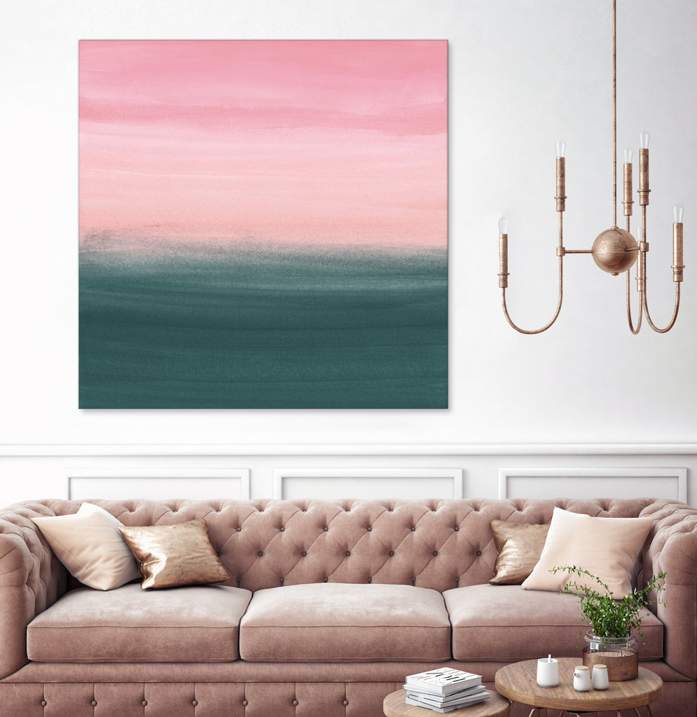 Touching Teal Pink Watercolor Abstract #1 #painting by Anita & Bella Jantz on GIANT ART - pink digital painting