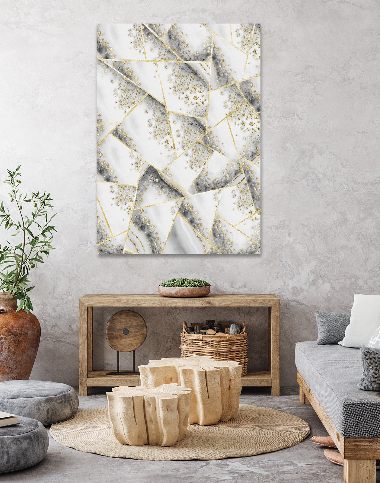 White Agate Gold Geometric Glam #1 #geo #gem #decor #art by Anita & Bella Jantz on GIANT ART - gray vector illustration