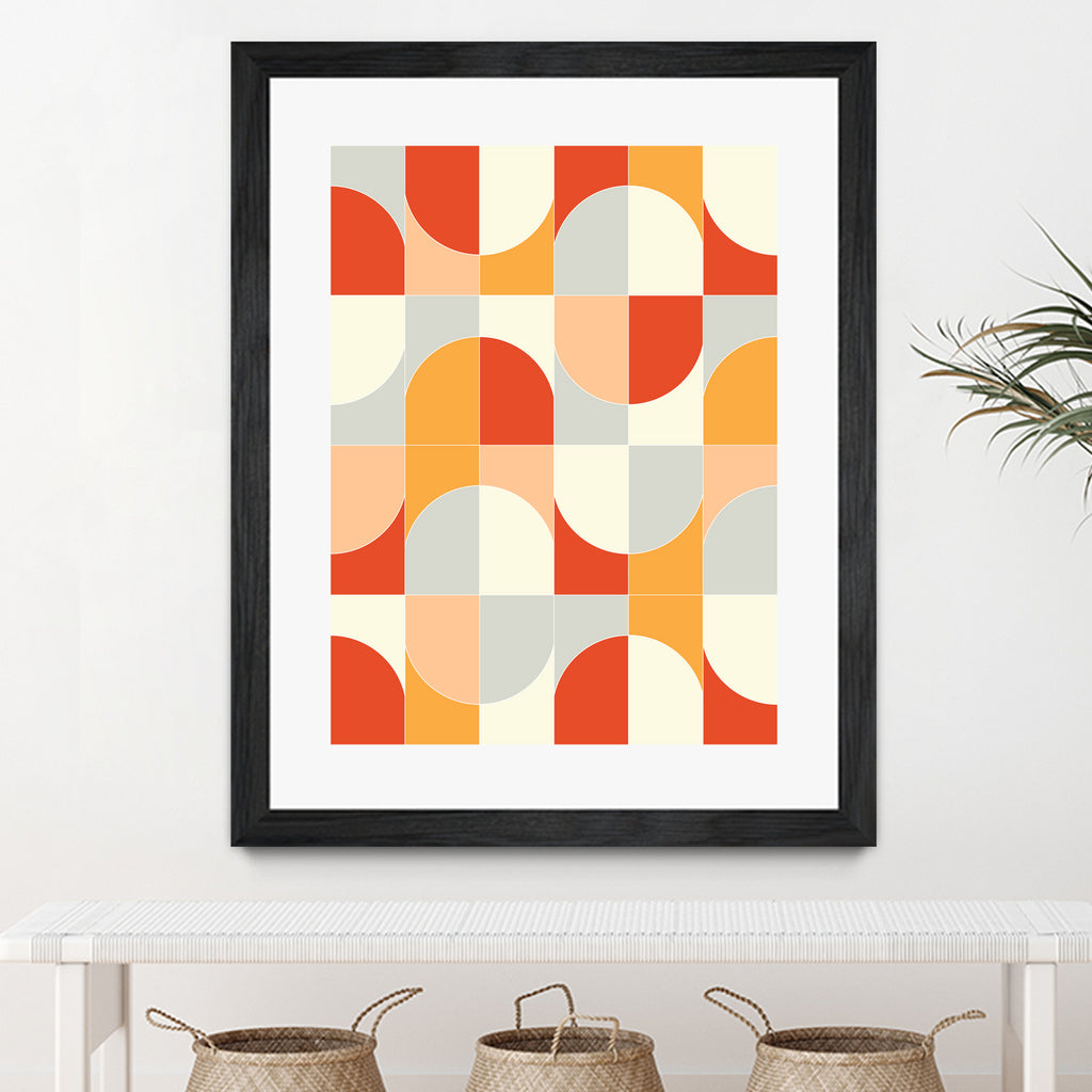 Bold Geo Tiles 02 by Daniela di Niro on GIANT ART - orange vector illustration