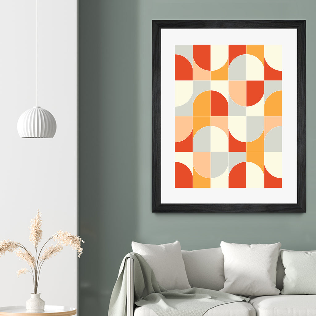 Bold Geo Tiles 02 by Daniela di Niro on GIANT ART - orange vector illustration