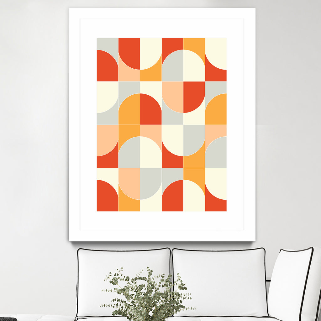 Bold Geo Tiles 02 by Daniela di Niro on GIANT ART - orange vector illustration