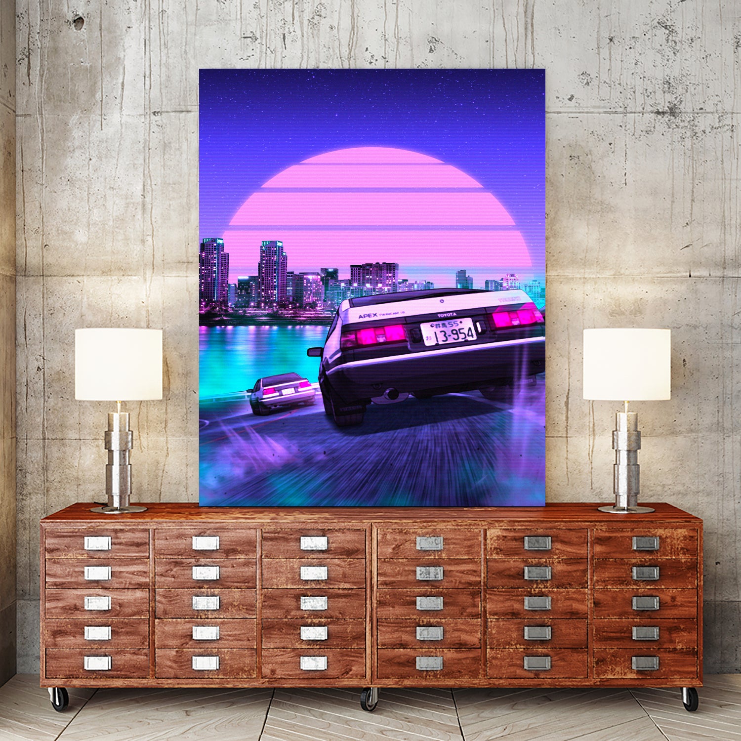 Initial D retrowave by Muhammad Daffa Umar on GIANT ART - fuchsia photo manipulation