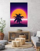 Retrowave Palm Sunset by Muhammad Daffa Umar on GIANT ART - black photo illustration