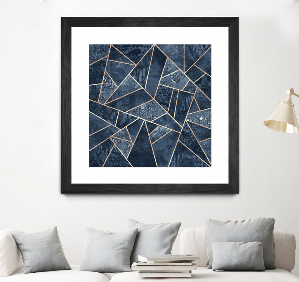 Doft Dark Blue Stone by Elisabeth Fredriksson on GIANT ART - blue digital painting