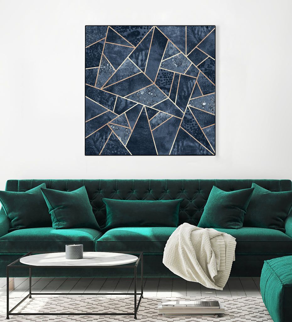 Doft Dark Blue Stone by Elisabeth Fredriksson on GIANT ART - blue digital painting