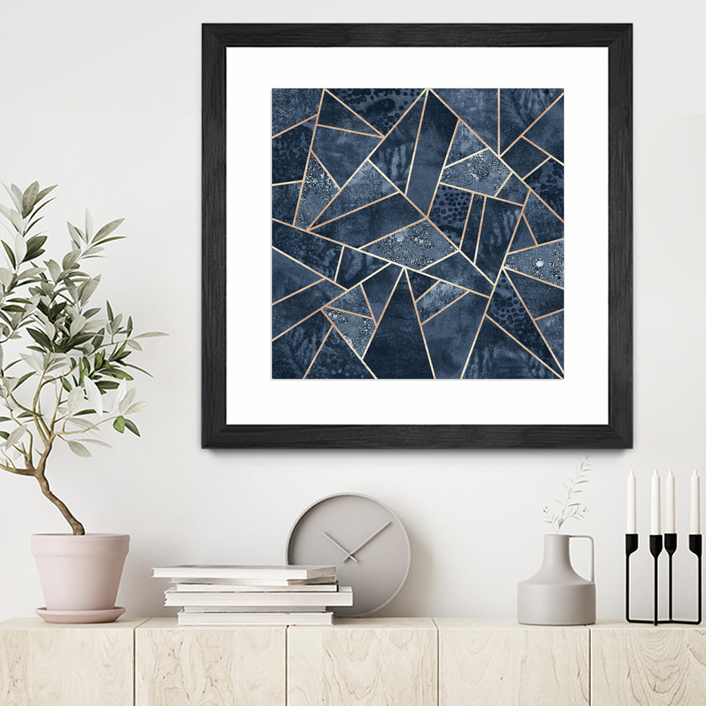 Doft Dark Blue Stone by Elisabeth Fredriksson on GIANT ART - blue digital painting