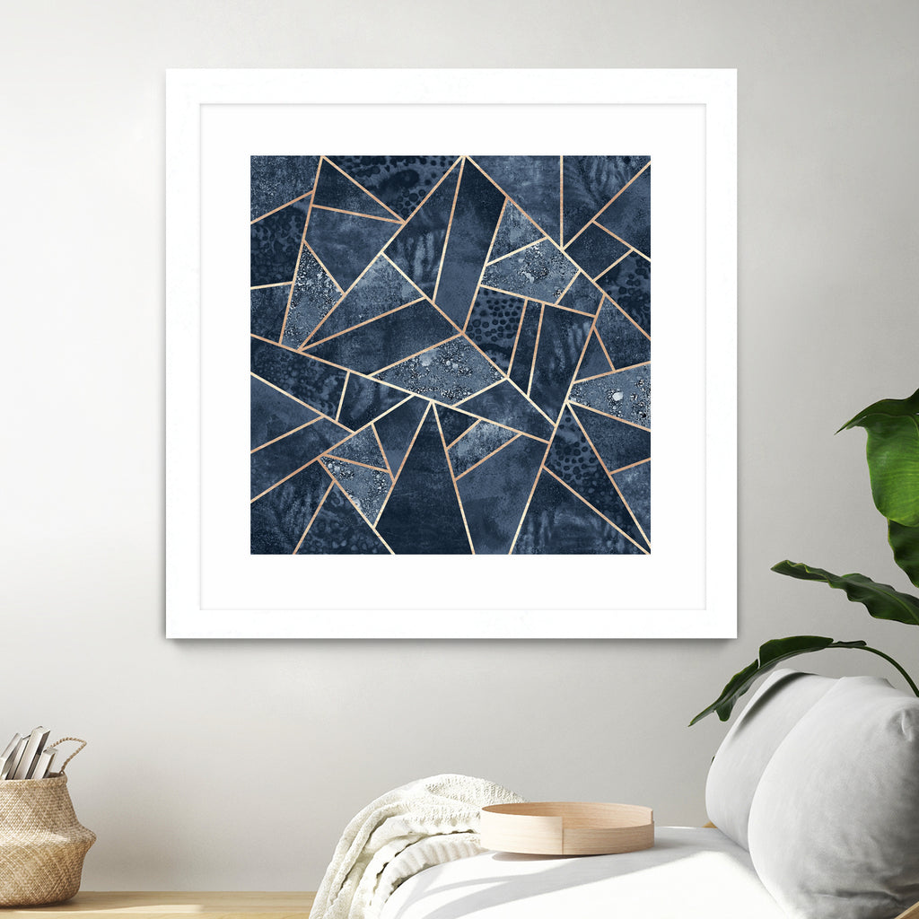 Doft Dark Blue Stone by Elisabeth Fredriksson on GIANT ART - blue digital painting