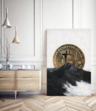 Bitcoin rising behind the mountain by Menelaos Trompoukis on GIANT ART - gray digital painting