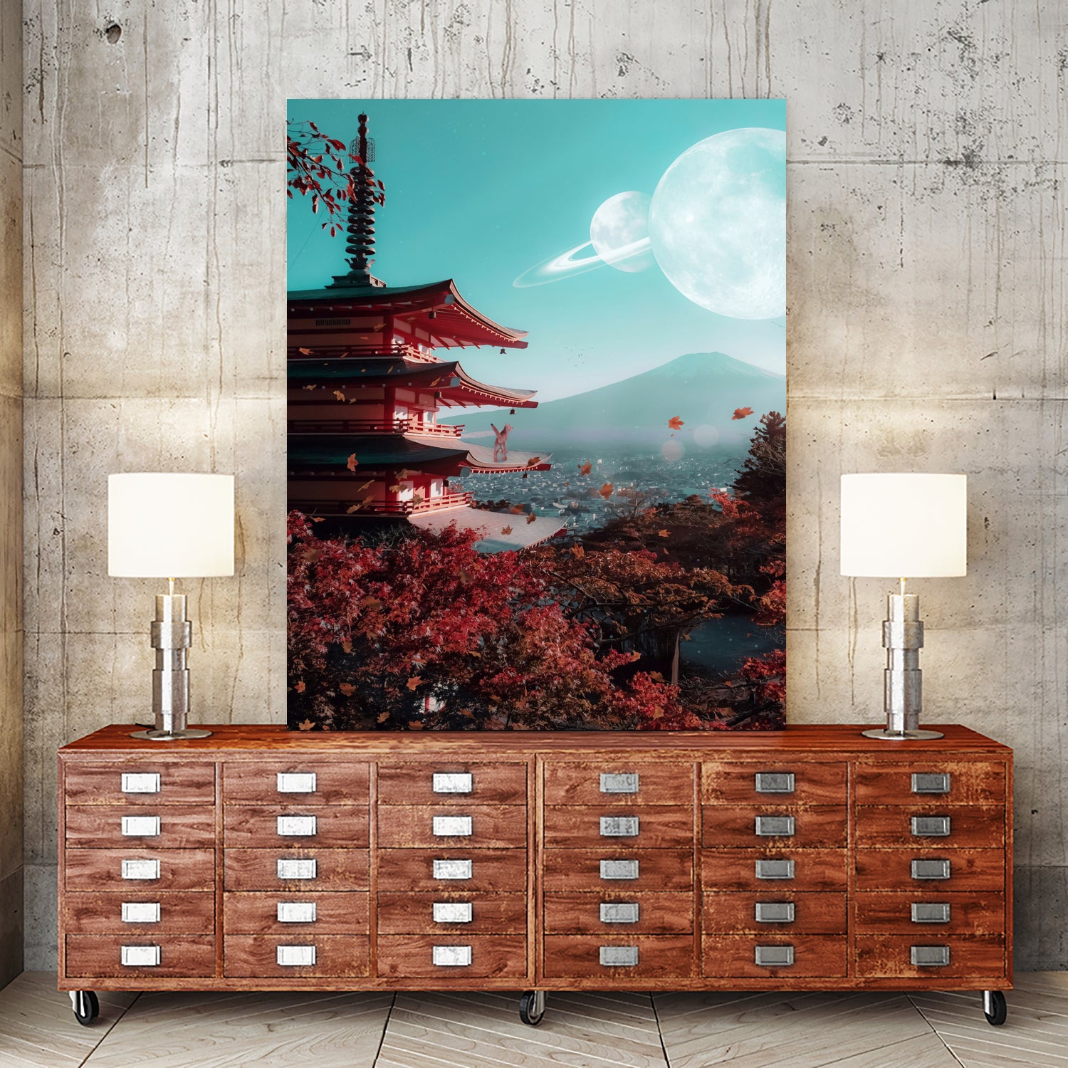 Abyssinian Cat in Japan by Rigaud Mickaël on GIANT ART - red digital painting