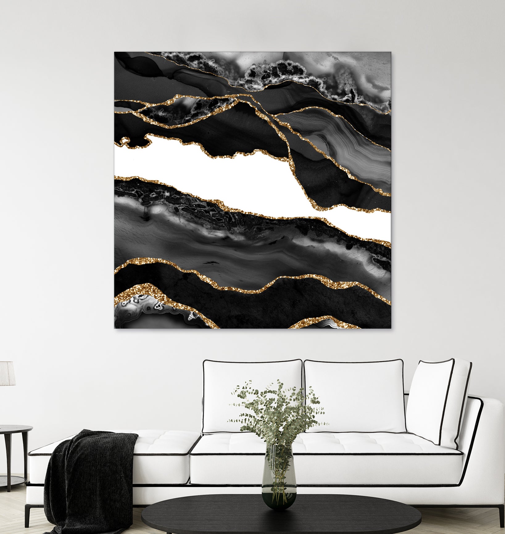 Black & Gold Agate Texture 06 by Isabel Muñoz on GIANT ART - black digital painting