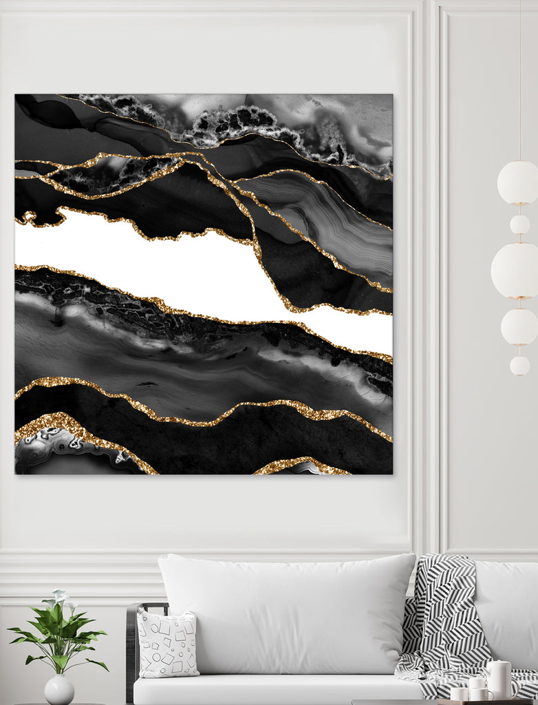 Black & Gold Agate Texture 06 by Isabel Muñoz on GIANT ART - black digital painting