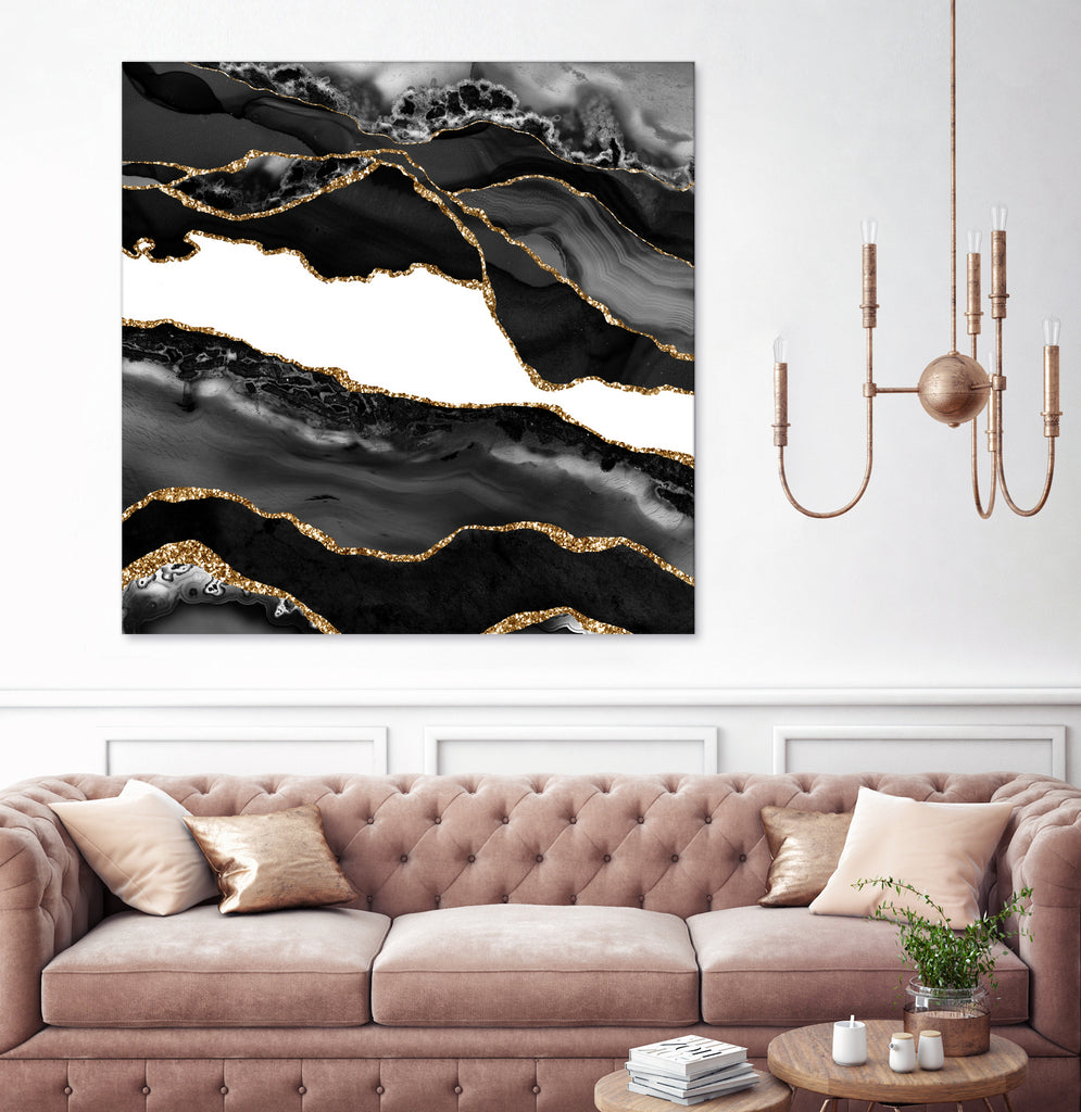 Black & Gold Agate Texture 06 by Isabel Muñoz on GIANT ART - black digital painting