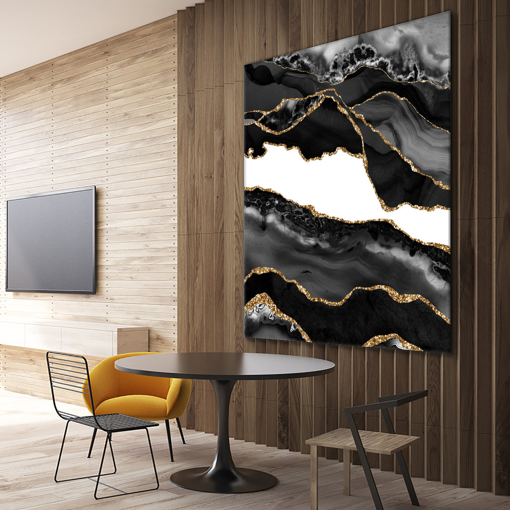 Black & Gold Agate Texture 06 by Isabel Muñoz on GIANT ART - black digital painting