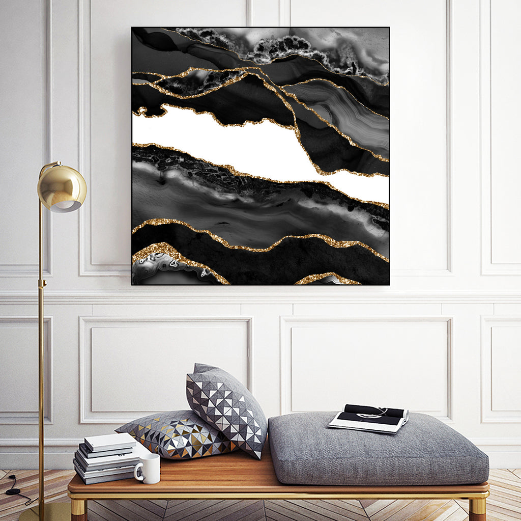 Black & Gold Agate Texture 06 by Isabel Muñoz on GIANT ART - black digital painting