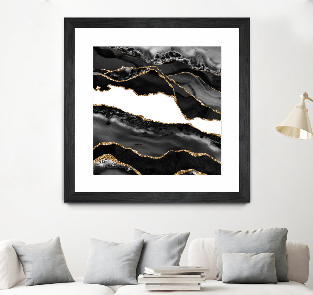 Black & Gold Agate Texture 06 by Isabel Muñoz on GIANT ART - black digital painting