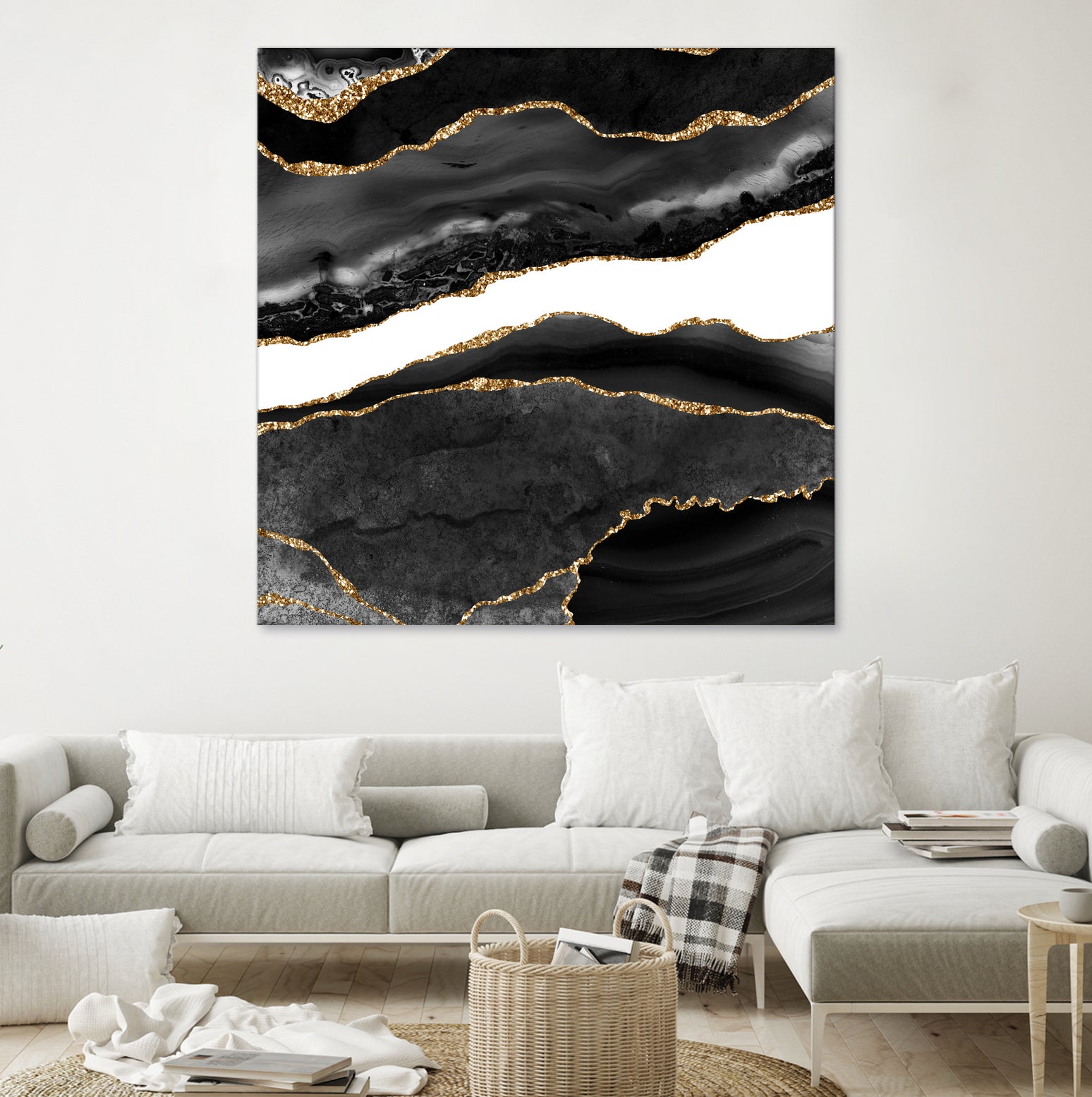 Black & Gold Agate Texture 08 by Isabel Muñoz on GIANT ART - black digital painting